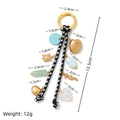 Marine themed keychain with gold turtle, seahorse and colorful charms for bags - Black and White Rope Seahorse