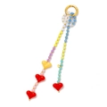 Colorful beaded keychain with multi-color heart charms and golden ring for bag accessories - Red Heart Chain