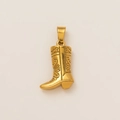 Detalle del colgante de bota herradura chapado en oro 18K con grabados vintage - Bota Textura Vintage