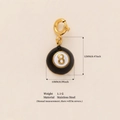 Fashionable black and white billiard ball number 8 charm with gold stainless steel clasp - Pendant 8