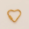 Macro shot of 18K gold plated heart shape carabiner with textured screw lock closure - No. 2 Spring Ring