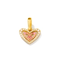 Close-up of heart pendant with 18K gold plating and pavé-set pink heart gemstones - Heart Pendant