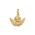 Macro shot of 18K gold plated stainless steel angel pendant with polished finish - Angel Pendant