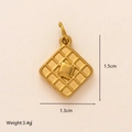 Quilted texture square mushroom pendant in 18K gold plated stainless steel - Chocolate
