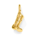 Detailed macro view of 18K gold plated cowboy boot pendant with sparkling white gemstones - Boot Pendant