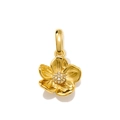 Macro view of 18K gold plated flower pendant with sparkling pavé crystal center - Flower Pendant