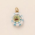 Macro detail of wave-edge cherry pendant in 18K gold plating with striped enamel - Cherry Pendant 6