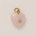 Hartvormige roze kwarts hanger met 18K goudvergulde sluiting en een glinsterende kristal - Roze Hart Hanger