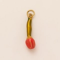 Detail of 18K gold-plated stainless steel watermelon pendant with colorful enamel finish - Tulip / Pink