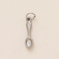 Silver spoon-shaped stainless steel pendant with a matte finish for DIY jewelry - Dining Spoon (12) / Silver