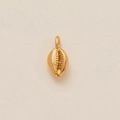 Close-up of golden cowrie shell pendant with polished metallic finish and top loop bail - Shell Only (Without Chain)