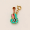 Guitar shaped stainless steel pendant with colorful enamel shooting star design - Small Guitar