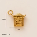 18K gold plated popcorn bucket charm pendant with textured finish for DIY jewelry - Popcorn