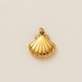 Pendentif coquillage élégant en acier inoxydable plaqué or 18K avec texture radiale - Pendentif Coquillage Doré
