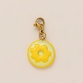 Pendentif fleur en émail jaune DIY avec fermoir mousqueton en plaqué or 18 carats - Raisin Jaune