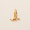Detail of golden cowboy boot charm with intricate scrollwork and realistic spur accents - Boot Pendant