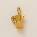 Detailed close-up of a golden moka pot pendant charm for DIY jewelry making accessories - Teapot Pendant