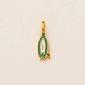 Pendentif planche de surf minimaliste en acier inoxydable doré 18 carats avec émail - Style Planche de Surf Rayures / Vert et Blanc