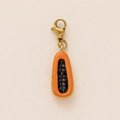 Squisito ciondolo a forma di papaya placcato oro 18K con smalto arancione e chiusura - Ciondolo Papaya