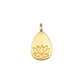 Minimalist 18K gold plated teardrop pendant featuring an engraved lotus flower design - Solid Lotus Pendant
