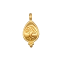 Vintage 18K gold vacuum plated Tree of Life pendant with matte finish and rope edge - Large Tree