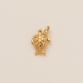 Detailed close-up of a golden sea turtle pendant with intricate grid pattern shell - Turtle Only (Without Chain)