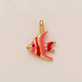 Exquisite golden tropical fish pendant with vibrant red and pink enamel finish for DIY jewelry - Fish