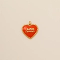 Elegante ciondolo a cuore in smalto rosso con incisione Amor e bordo dorato a corda - Pendente Cuore Rosso