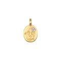 Gouden ovale Om-symbool hanger met wit kristal en matte afwerking - Heilige OM Hanger / Goud