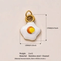 Creative fried egg pendant in 18K gold plated stainless steel with white enamel detail - Fried Egg Pendant