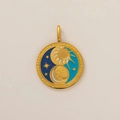 Detailed close-up of 18K gold-plated celestial pendant with sun and moon enamel design - Sun and Moon Pendant Only (Without Chain)