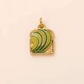 Ciondolo a forma di toast all'avocado con placcatura in oro e smalto verde - Ciondolo Toast