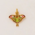 Vue détaillée d'un pendentif éléphant doré 18K avec émail coloré et cristaux incrustés - Papillon