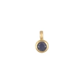 Ciondolo minimalista placcato oro 18K con una gemma blu scuro tonda sfaccettata - Settembre (Strass Blu Scuro) / Oro