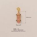 Pink skateboard pendant in 18k gold plated stainless steel with custom engraved text - Skateboard Pendant