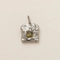 Macro view of toast bread pendant with hammered texture and yellow square gemstone - No.12 Bread