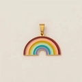 Ciondolo arcobaleno in acciaio inossidabile placcato oro 18K con strisce di smalto colorato - Ciondolo Arcobaleno Largo (Pendant Only)