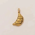 Macro view of 18K gold plated croissant charm with realistic spiral texture and ring - Dumpling Pendant