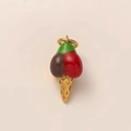 Detail showing colorful enamel ice cream cone charms with 18K gold-plated textured bases - Multicolor Ice Cream Pendant