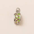 Macro shot of 18K gold plated taco charm with red and green enamel for DIY jewelry - Sandwich/Taco