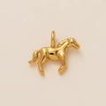Macro detail of a 18K gold-plated stainless steel horse pendant with textured mane - Gold Horse Pendant