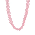 Detailed view of pink resin heart beads with frosted texture and romantic candy style - Necklace / Pink