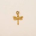 Golden dragonfly pendant charm with spring ring clasp and embossed wing details - Golden Dragonfly Pendant