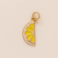 Ciondolo a forma di fetta di limone alla moda in smalto giallo e bianco placcato oro - 11 Ciondolo Arancione