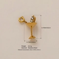 Gold stainless steel cocktail pendant with crown detail and size dimensions - Cocktail
