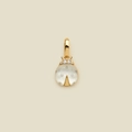 Charming gold-plated ladybird pendant with white shell wings and sparkling stones - Ladybug Pendant