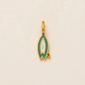 Minimalist 18K gold stainless steel surfboard pendant with green enamel and tail fin detail - Surfboard Style