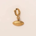 Chic 18K gold plated hoop earrings featuring mini American football pendant charms - American Football Earring Hook Style