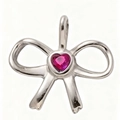Silberner Schleifenanhänger mit rosa herzförmigem Edelstein für DIY-Schmuck - Rosenrot Schleife Anhänger Silber