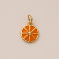 Pendentif tranche d'orange dorée avec émail pour colliers et bracelets DIY - Pendentif Orange